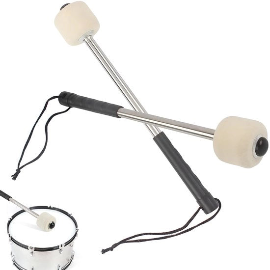 Trombetti in Acciaio Inossidabile - Supporto per Bastoncini a Tamburo - Manico Antiscivolo - 2 Pezzi - 30 cm - Cappuccio in Velluto - Bastoncini a Tamburo