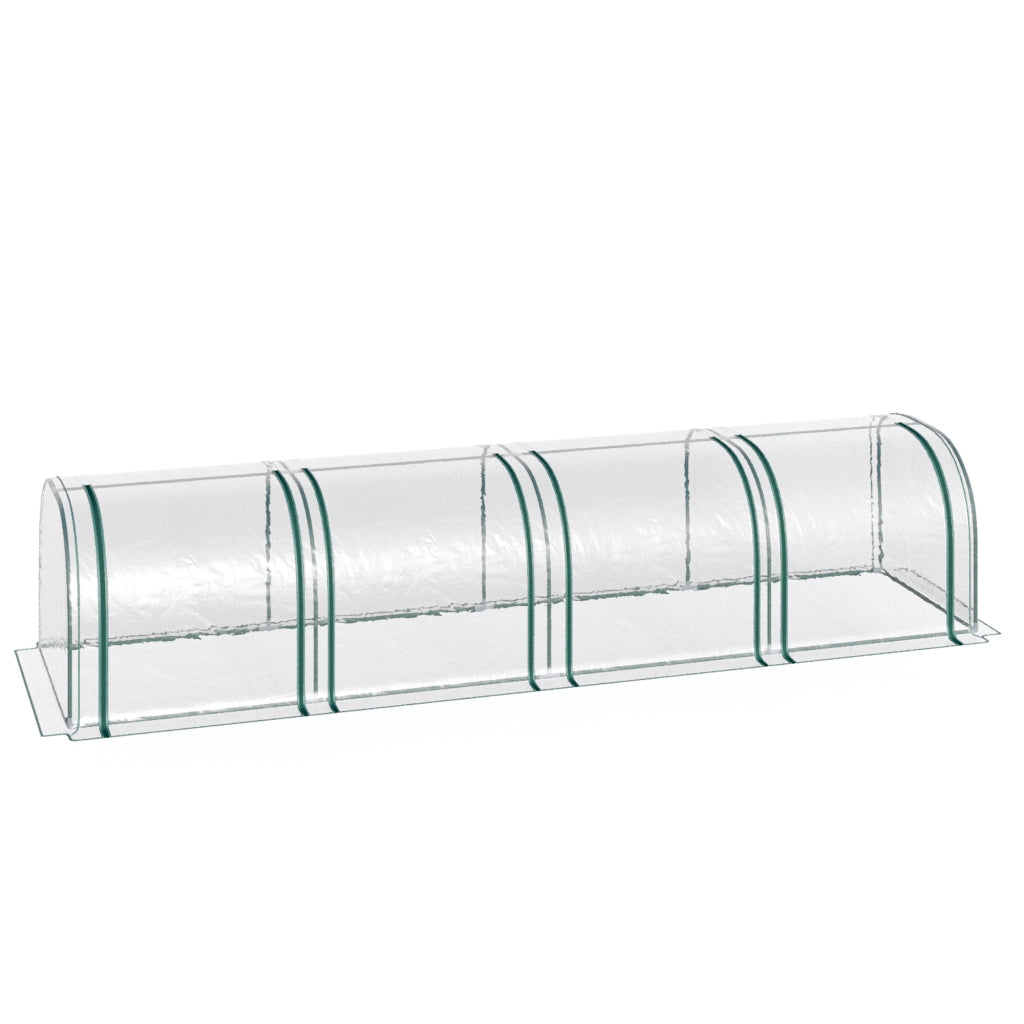 EasyComfort Serra a Tunnel in Acciaio e PVC Impermeabile e Anti UV con 4 Porte a Cerniera, 395x100x80 cm