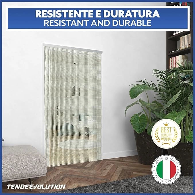 Tenda Antimosche in Cordoncino Verde | Largh. 1m x Alt. 2,60m | Protezione Insetti, Porta, Esterno, Interno