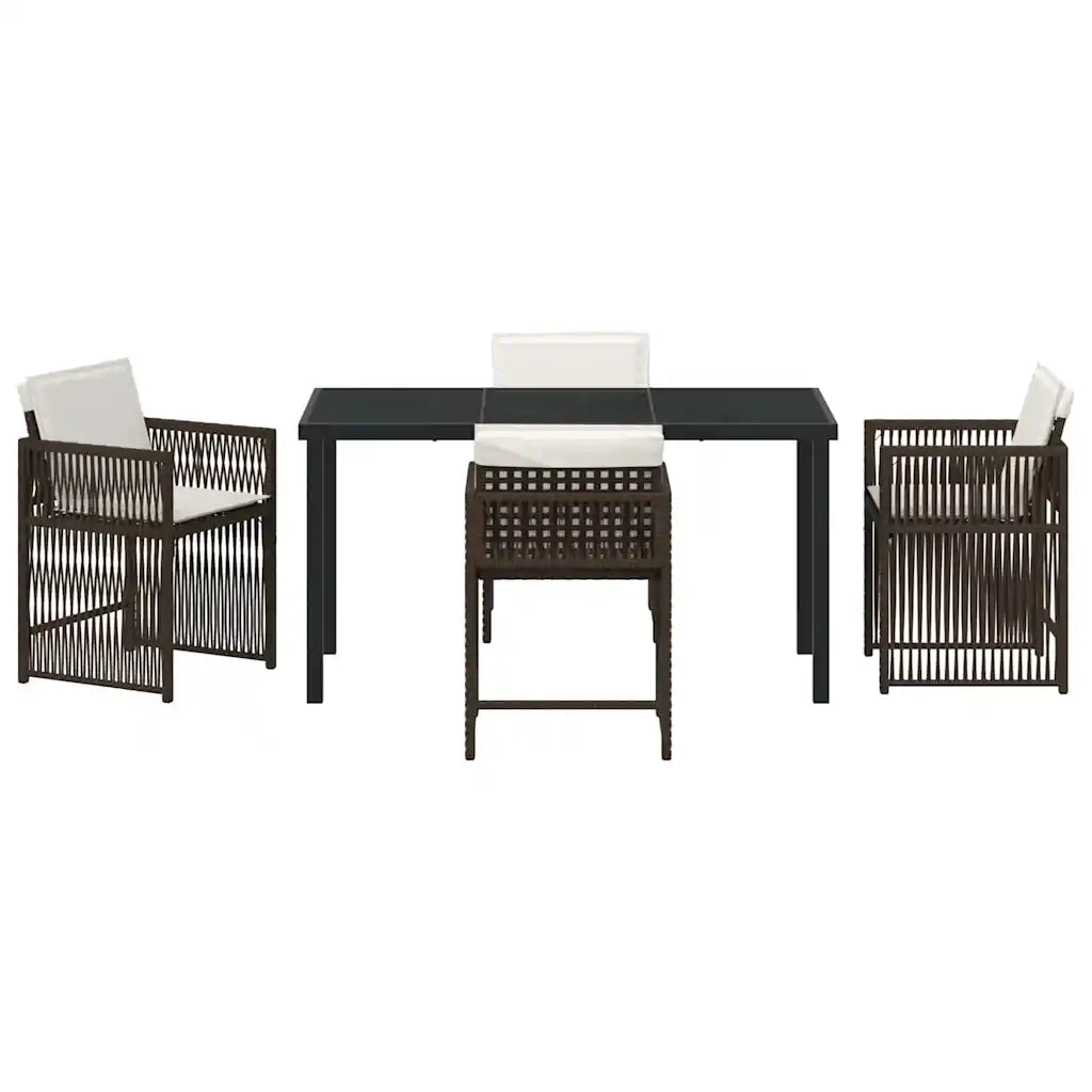 Set da Pranzo per Giardino 5 pcs Marrone polyrattan