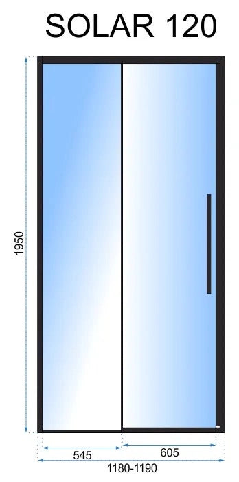 Porta Doccia Solar Black Mat 120