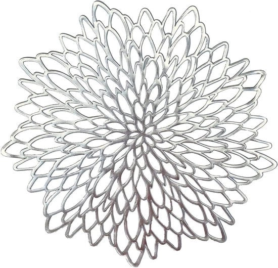 Set di 6 piatti di PVC rotondi, lavabili, rotondi, resistenti al calore e antiscivolo, ideali per la cucina, il party, il matrimonio e così via, argento