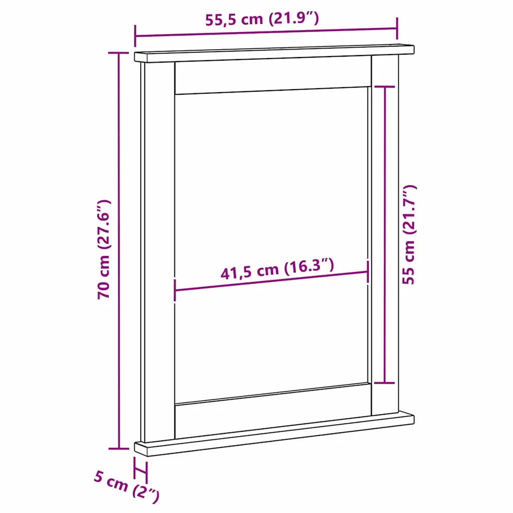 Specchio Rettangolare VIGO Bianco Antico 55,5 x 5 x 70 cm
