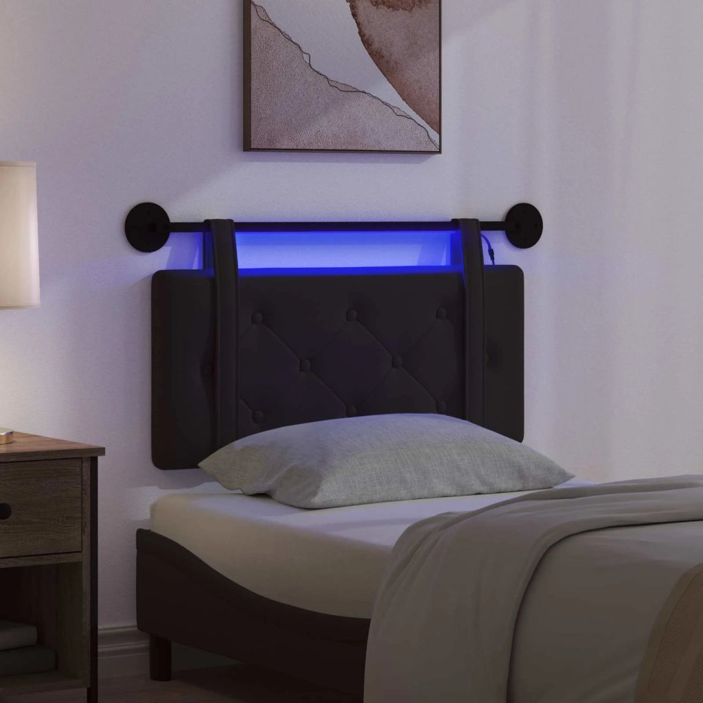 Testiera sospesa Con luce LED Nero Similpelle 3424077