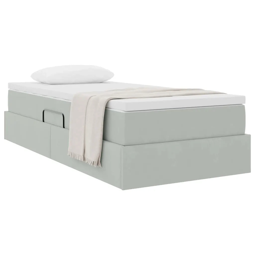 Letto con contenitore e materasso Grigio chiaro 90 x 200 cm
