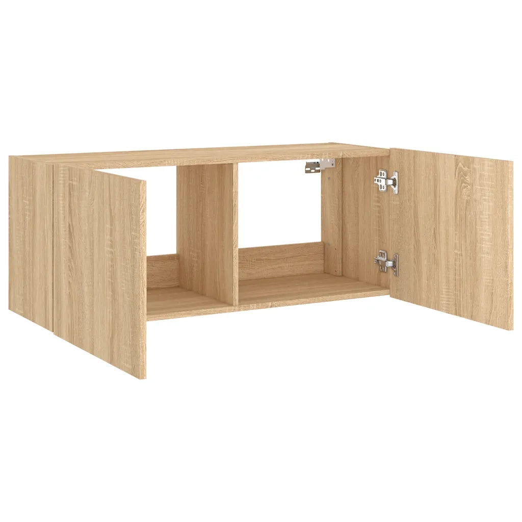 Mobile TV a Parete | Armadietto TV | Mobile Porta TV con Luci LED Rovere Sonoma 100x35x41 cm