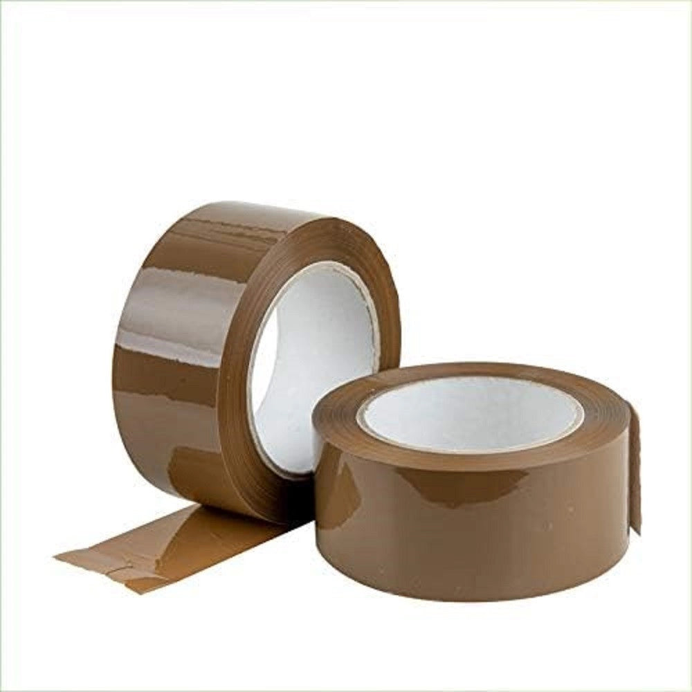 Trade Shop - Set 6 Pz Rotoli Nastro Adesivo Pacchi 50mmx132mt Silenzioso Imballo Colore Avana -