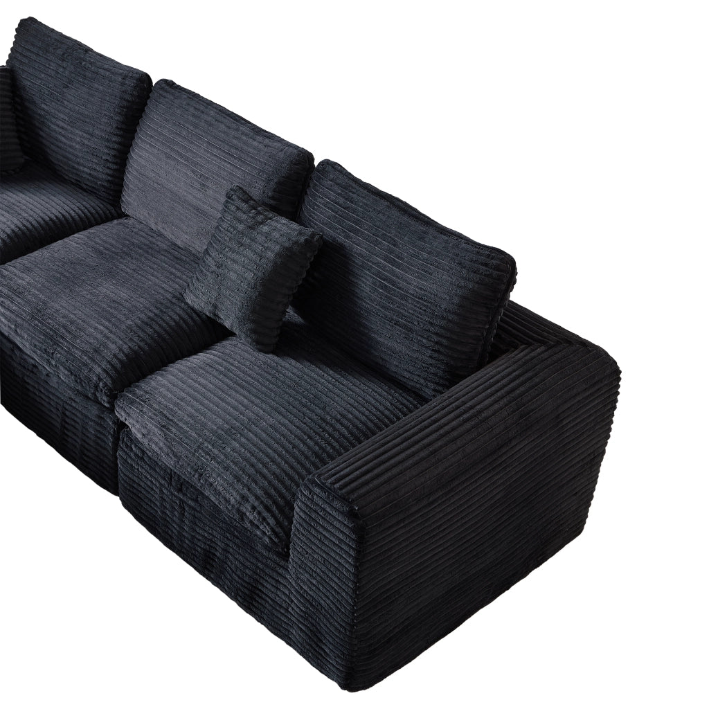 Divano modulare 280x180x65 cm configurabile 3 in 1; schiuma e molle; nero e blu