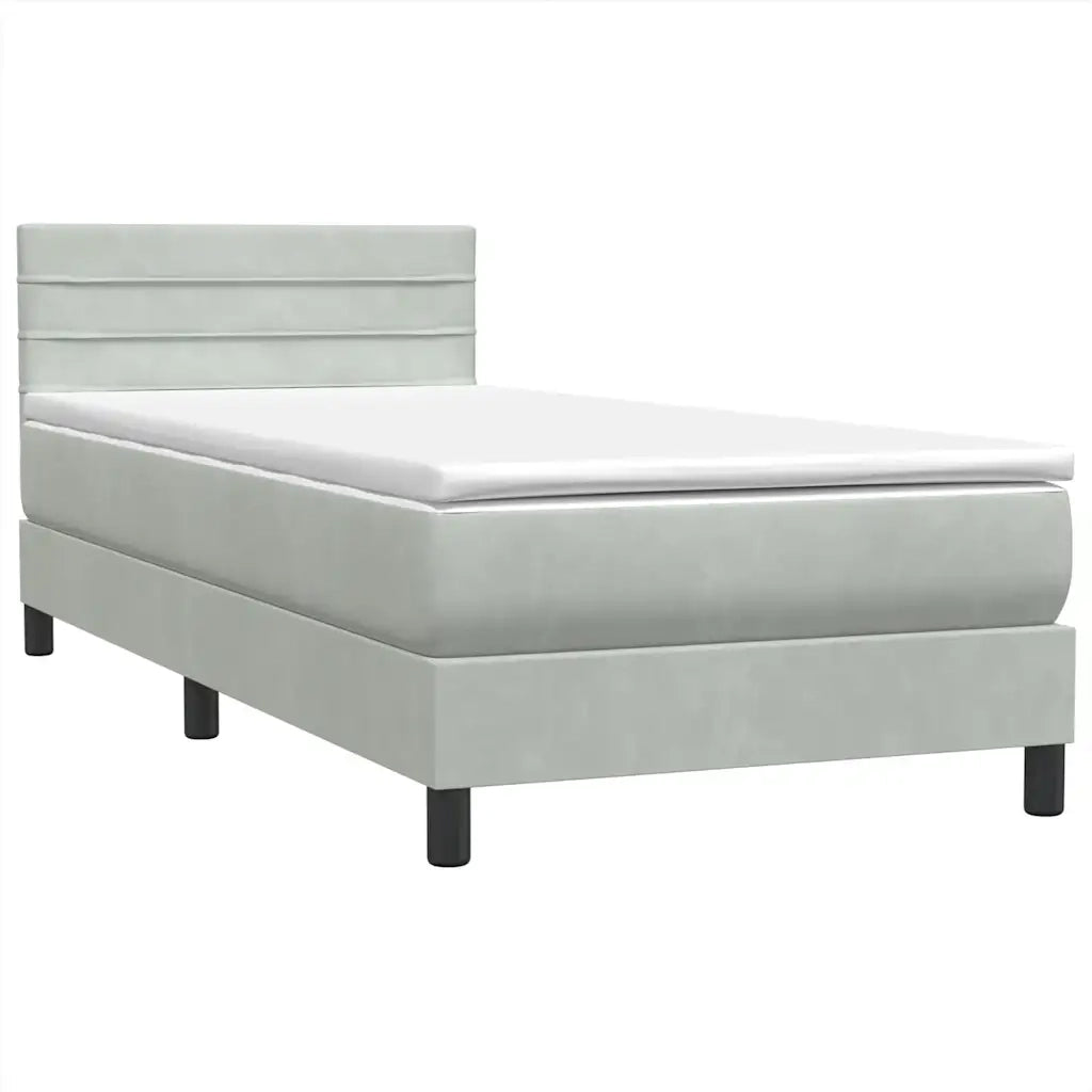 Giroletto a Molle con Materasso Grigio Chiaro 80x210 cm Velluto 3316281