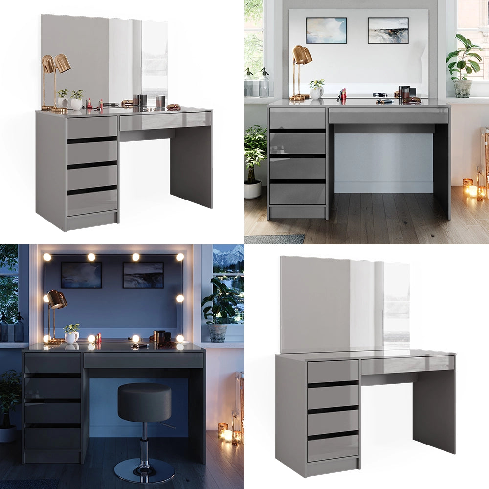Comodino Vicco grigio, con specchio, 55 cm