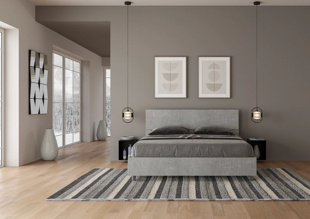 BS COM Letto matrimoniale con rete 160x190 testata dritta cemento