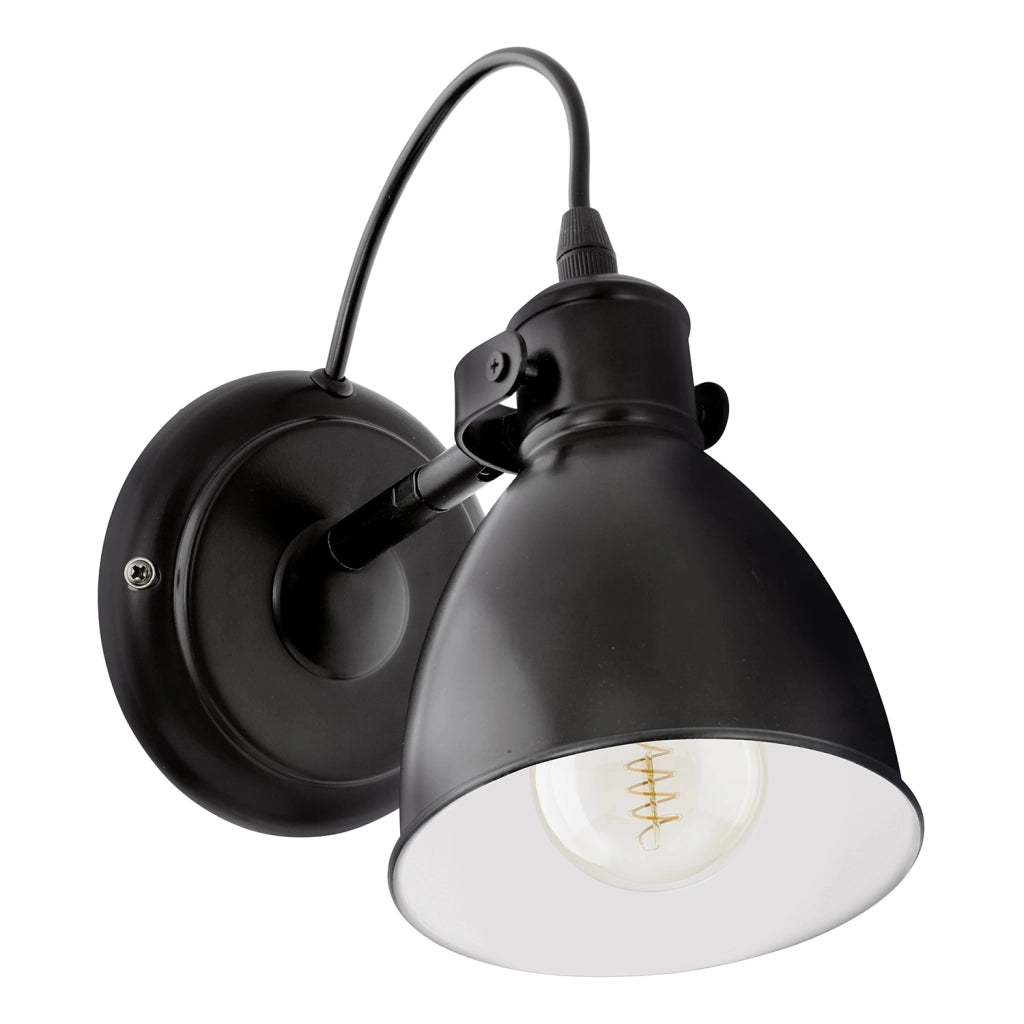 Applique Vintage Priddy Acciaio Nero 1 Luce E27