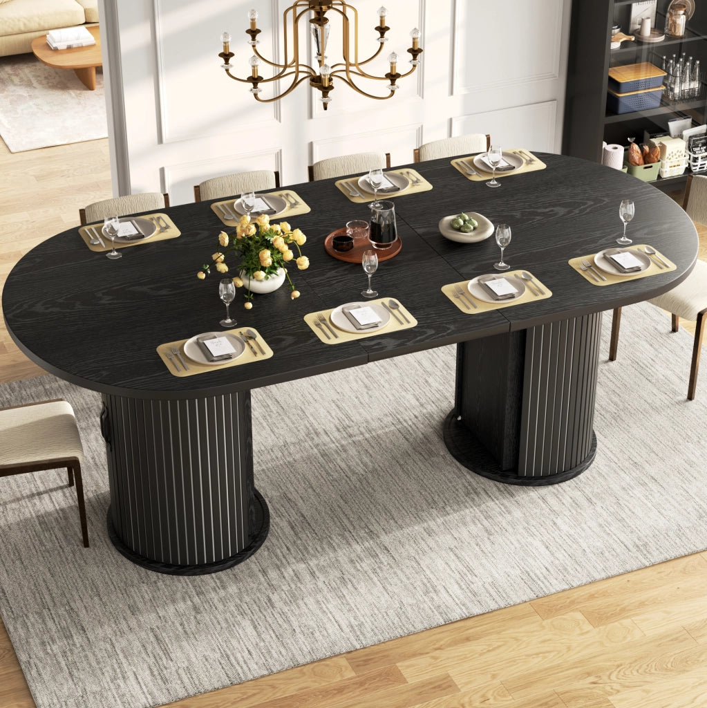 TAVOLO ALLUNGABILE 150-190x80x75 cm Nero in MDF con vano portaoggetti