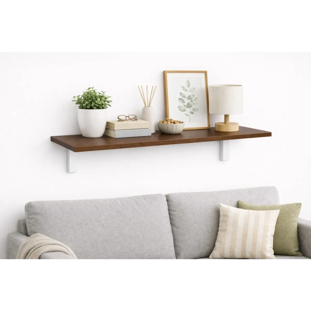Mensola da Muro da appoggio in Legno nobilitato spessore 1,8 cm in colore Noce 80x30 cm