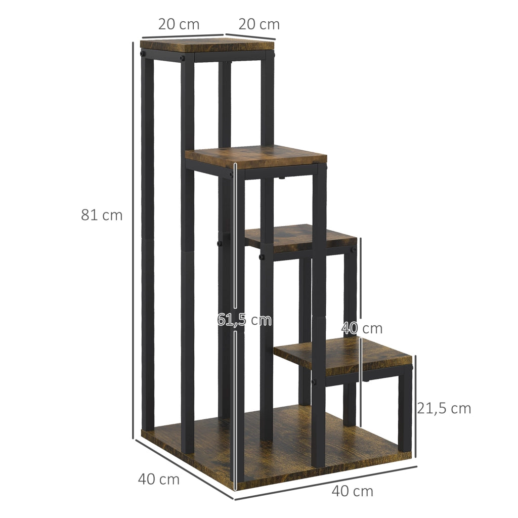 Scaffale per piante 4 ripiani ¨C Zephmum ¨C Nero metallo 40x40x81 cm