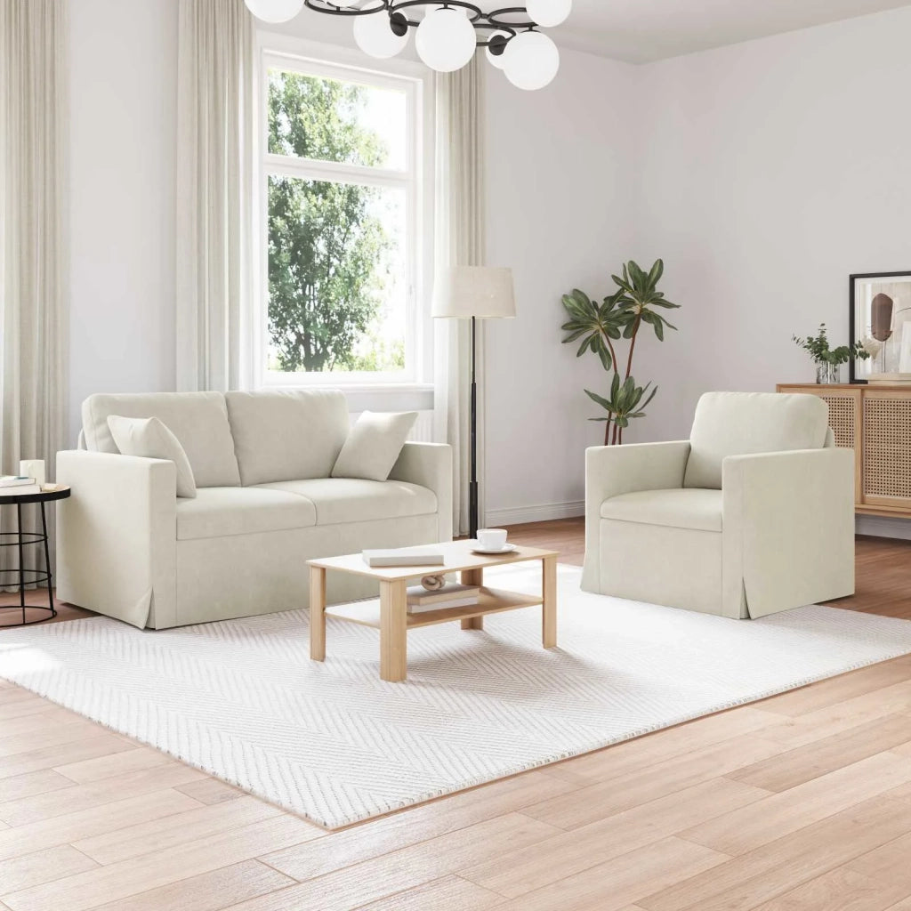 Set di divani 2 pcs Crema 138 x 78 x 80 cm Velluto 3407514