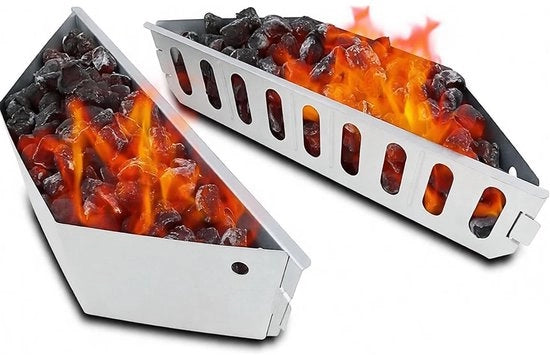Set di due mandrie per carbone per barbecue - Ideale per grigliare con calore indiretto - Contenitore per carbone in blocchi - Perfetto per barbecue e grigliate