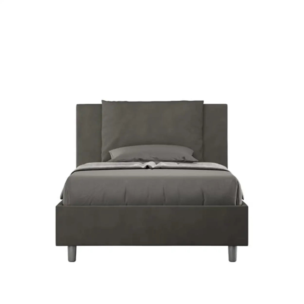 Letto una piazza e mezza senza rete imbottito 120x210 microfibra grigio Antea