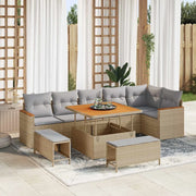 Set Divano da Giardino 9 pcs Beige polyrattan