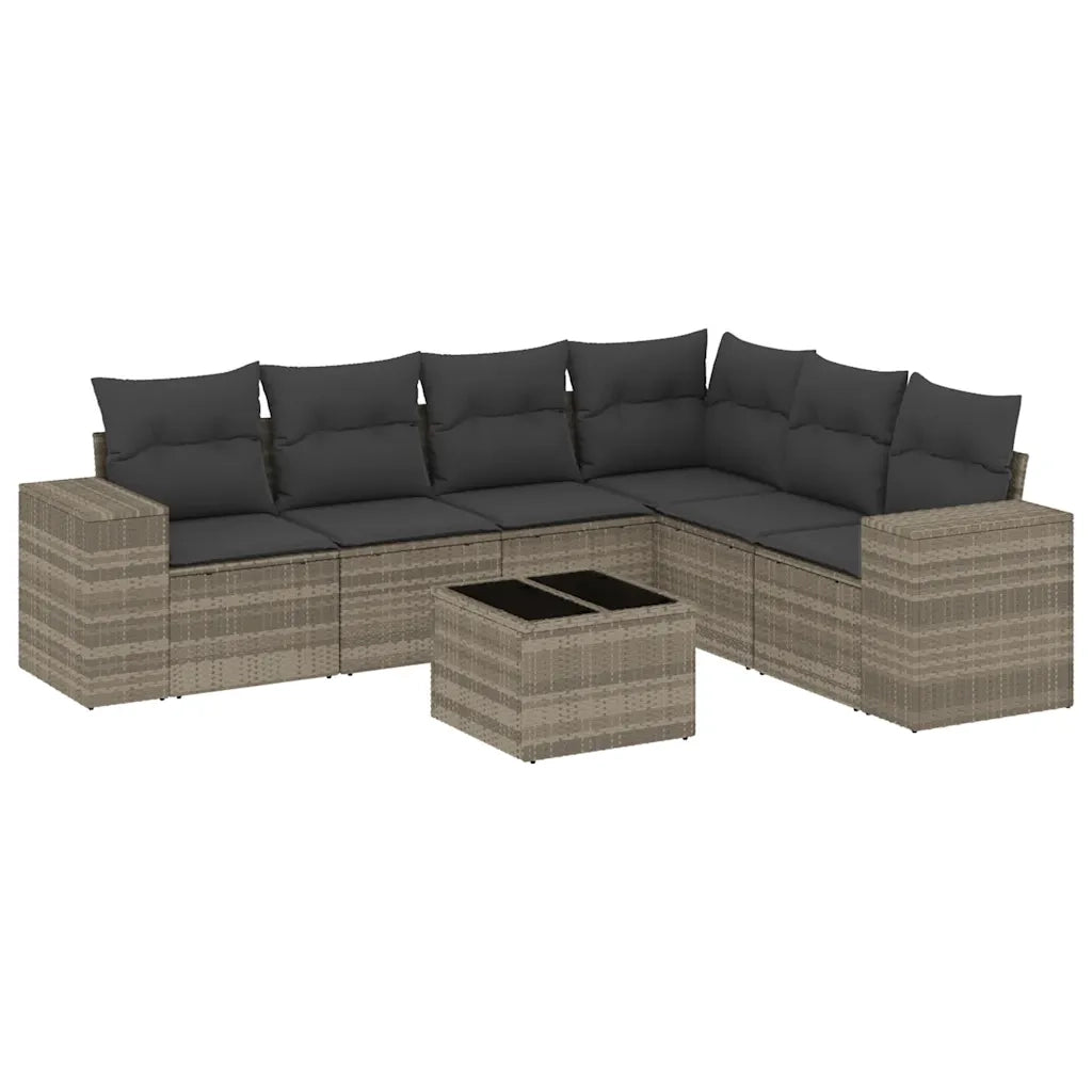 Set Divani da Giardino 7pz con Cuscini Grigio Chiaro Polyrattan 3222621