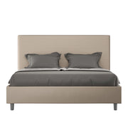 BS COM Letto matrimoniale francese contenitore imbottito 140x200 similpelle tortora