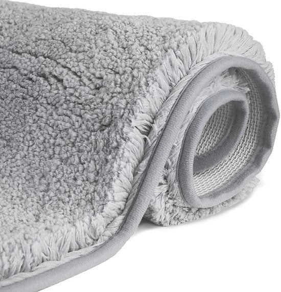 Matte anti-scivolo per doccia, con microfibre ad alta assorbimento, lavabile in lavatrice, per vasca, doccia e bagno - grigio chiaro 70x120