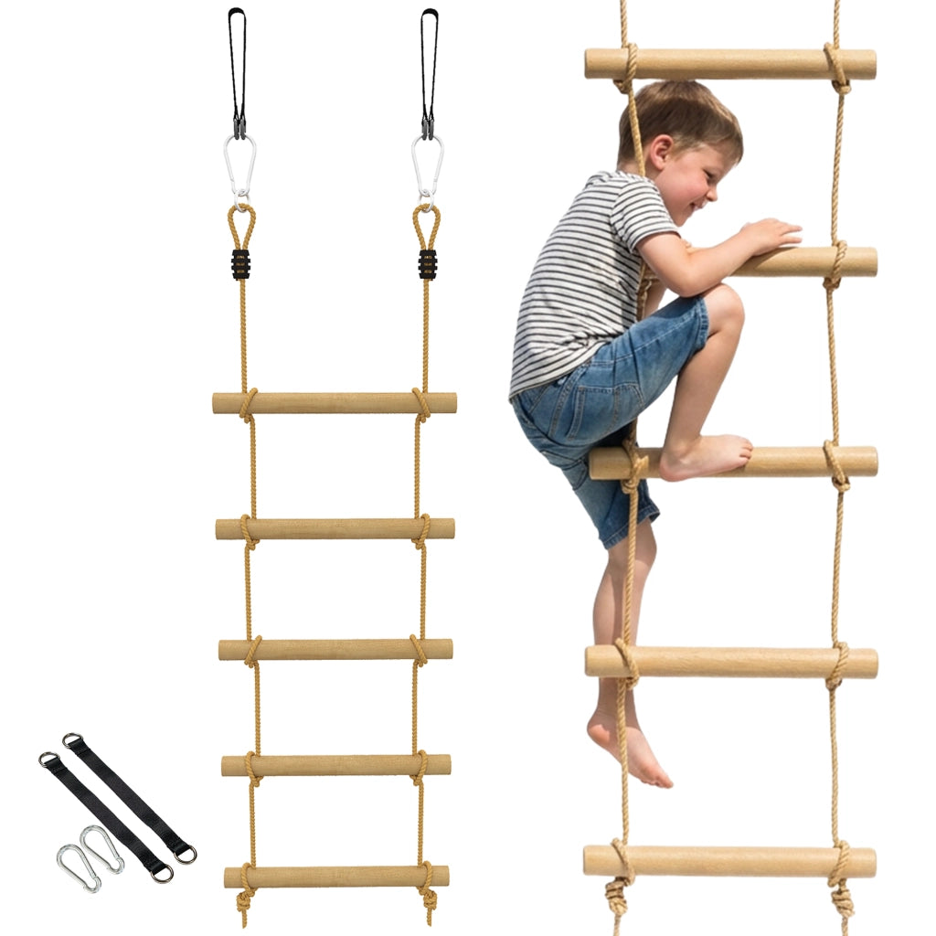 Scala per Bambini 3-8 Anni ¨C Xylo ¨C Legno e PE 5 Pioli con Fibbie