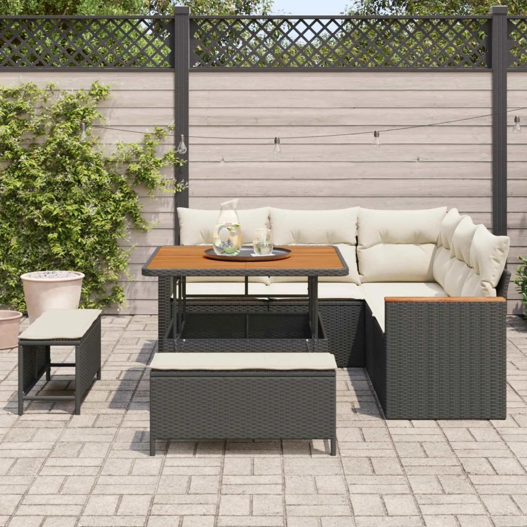 Set Divano da Giardino 8 pcs Nero polyrattan 3362905