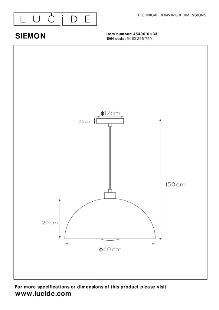 Lampada a sospensione verde interno oro Siemon E27 Lucide