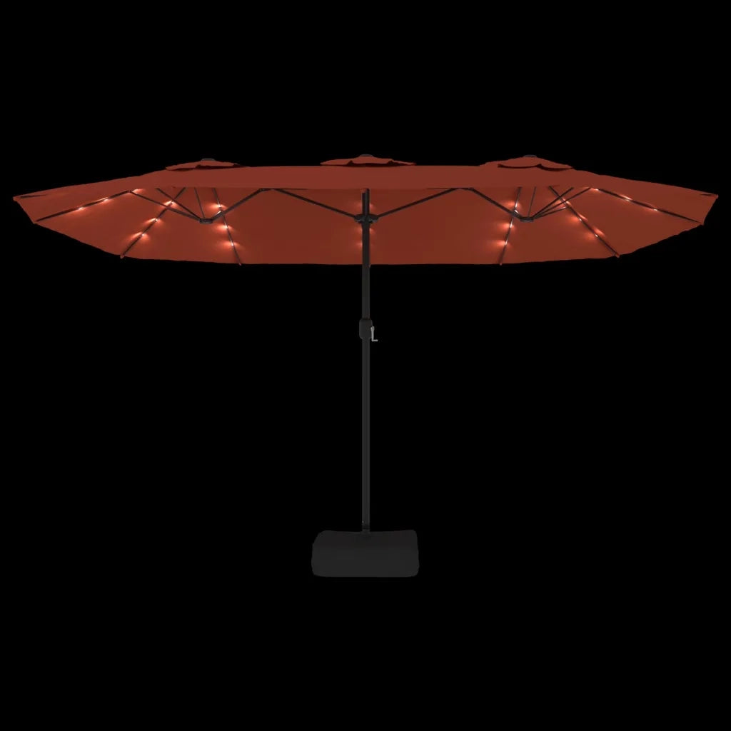 Ombrellone a Doppia Testa con LED-Ombrello da giardino Terracotta 449x265 cm