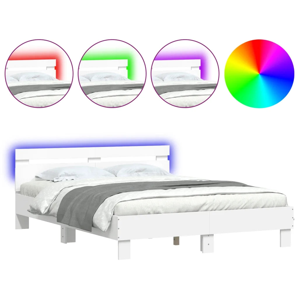 Giroletto con Testiera e LED Bianco 140x190 cm 3207560