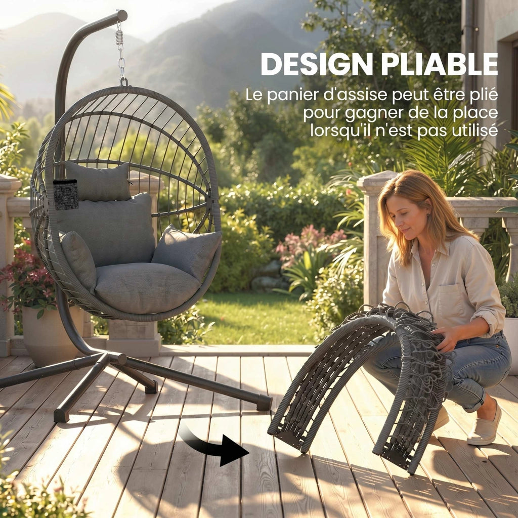 Poltrona dondolo ovale sospesa ¨C Minimal ¨C grigio