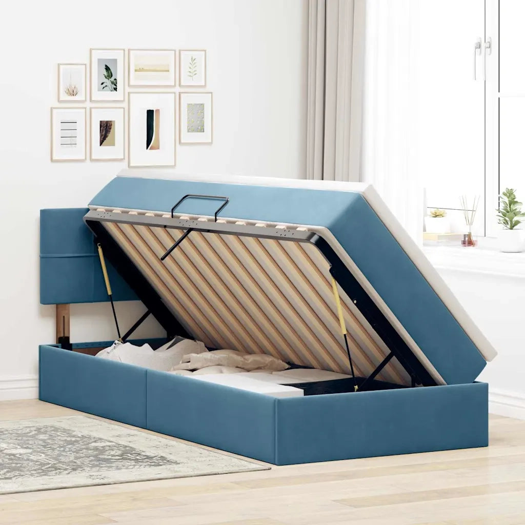 Letto con Contenitore Blu Scuro 100 x 200 cm Velluto 3370741