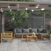 Set Divani da Giardino 7 pz con Cuscini in Massello di Acacia 3057606