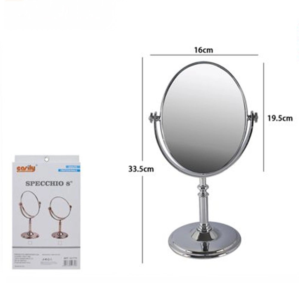 Trade Shop - Specchio Ovale Tavolo Makeup Trucco Girevole Accessorio Bagno Donna 33.5cm 52770 -
