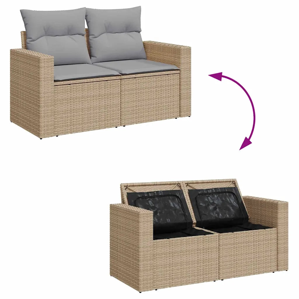Set Divano da Giardino 12 pcs Beige e Grigio Chiaro polyrattan 3363547