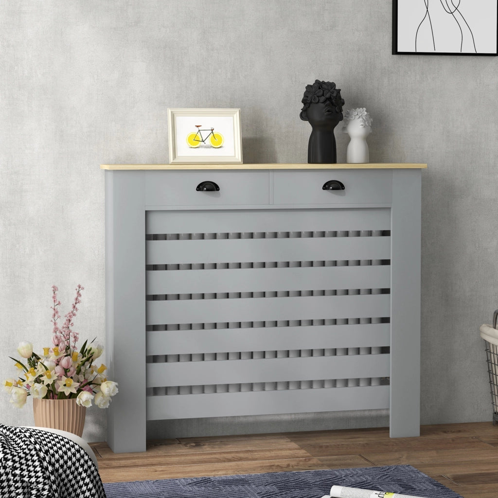 Copritermosifone con 2 Cassetti in MDF ¨C Xylo ¨C Grigio 111x19x95.5 cm