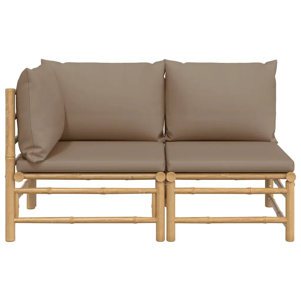 Set Salotto da Giardino 2pz con Cuscini Tortora Bambù 362284