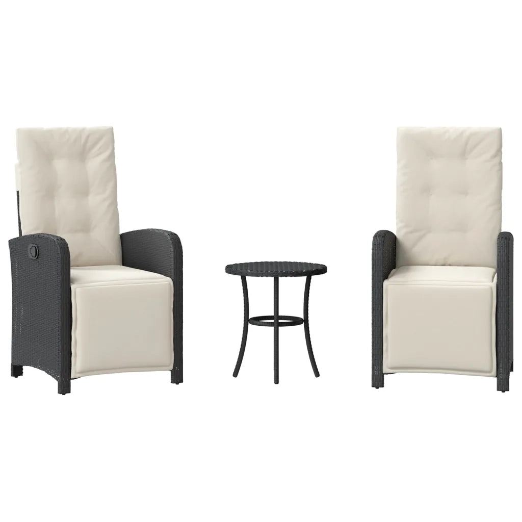 Set da Bistrò 3 pz con Cuscini Nero in Polyrattan 365200