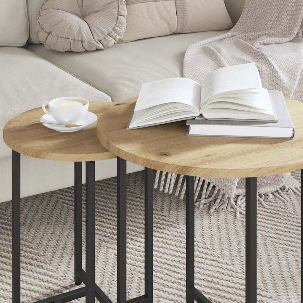 Set tavolini 2 pcs Rovere Artigianale e Nero 869701