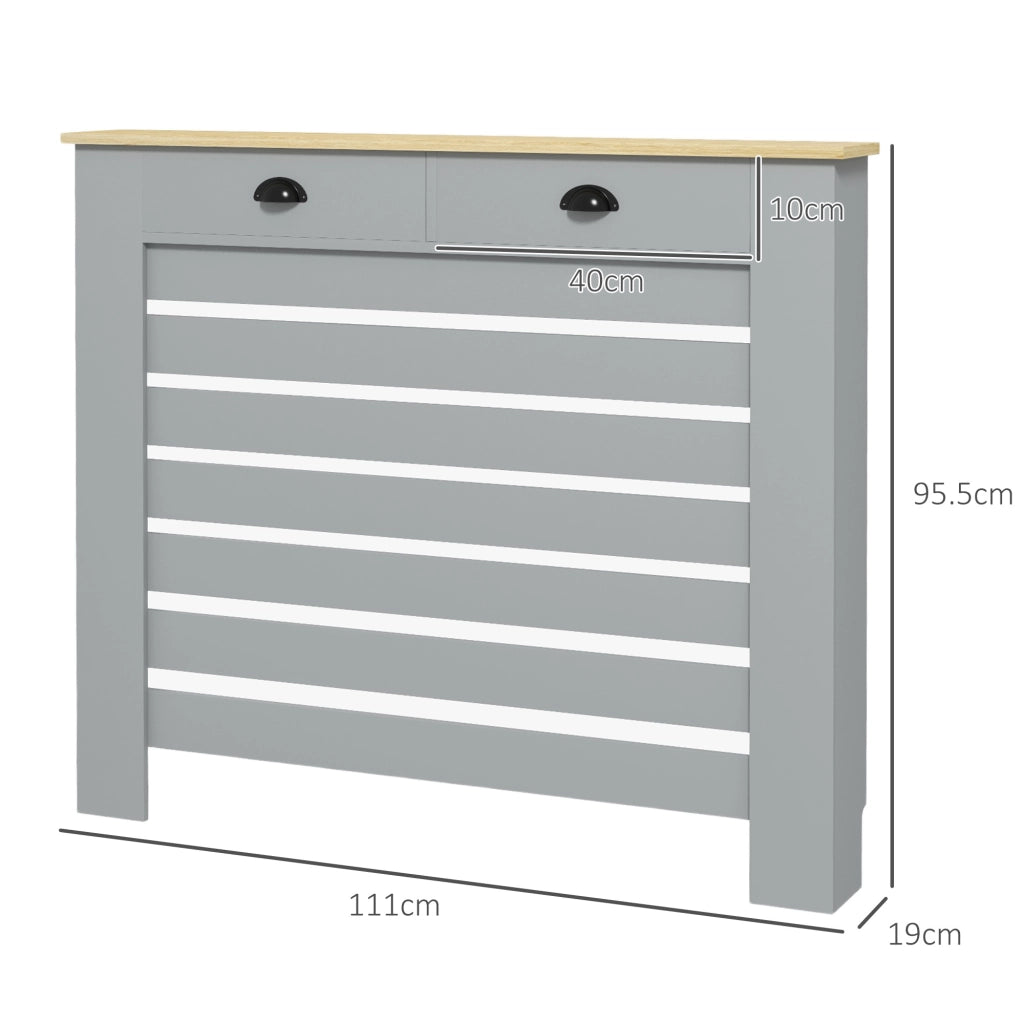 Copritermosifone con 2 Cassetti in MDF ¨C Xylo ¨C Grigio 111x19x95.5 cm