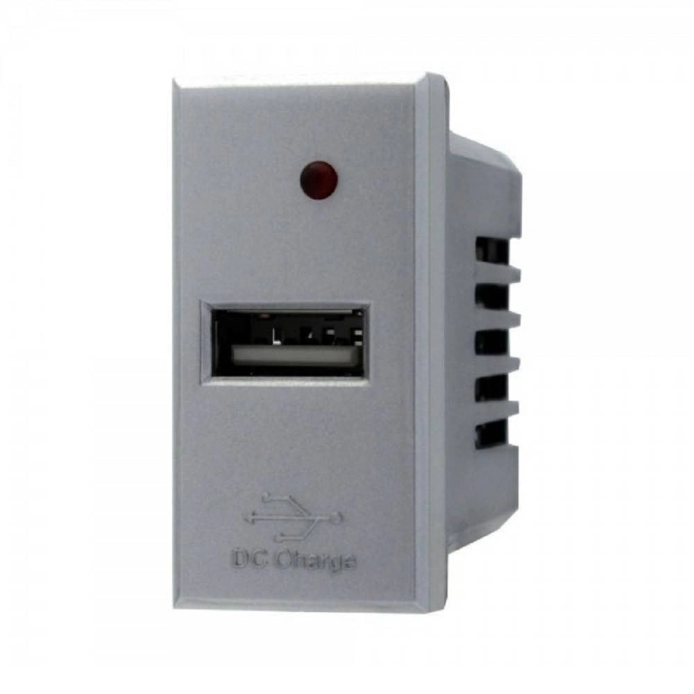 Trade Shop - Modulo Caricatore Presa Usb 5v 2,1a Grigio Compatibile Bticino Axolute -