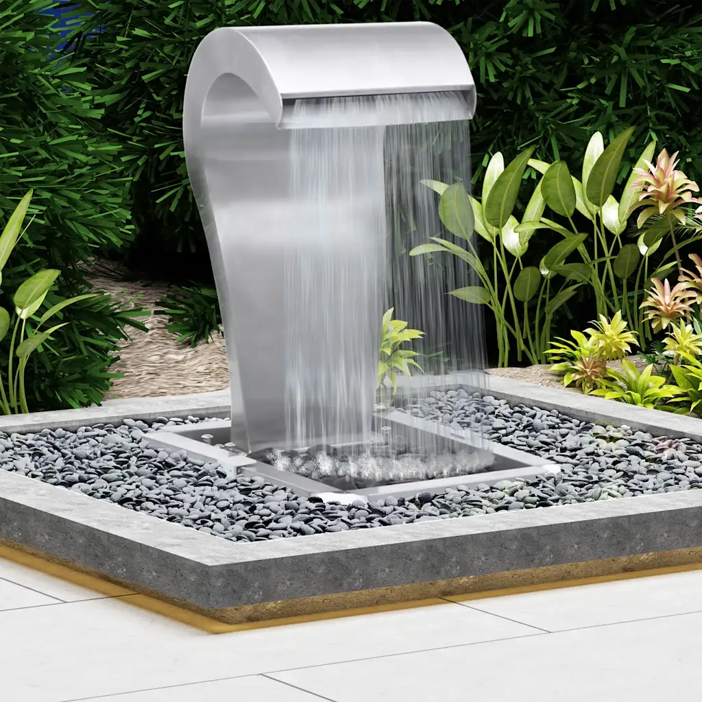 Cascata da Giardino Argento 52,4x34,2x82 cm in Acciaio Inox 48093