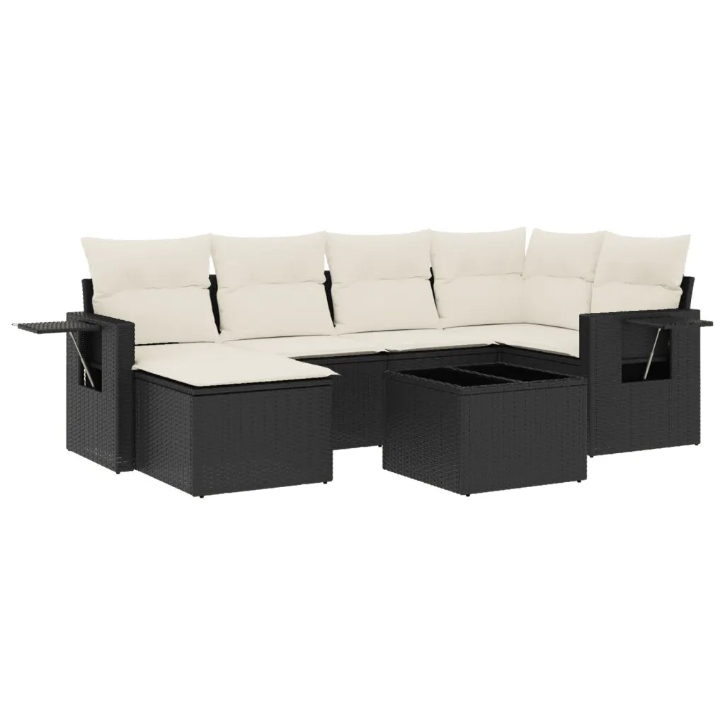 Set Divani da Giardino con Cuscini 7pz Nero Polyrattan 3252803