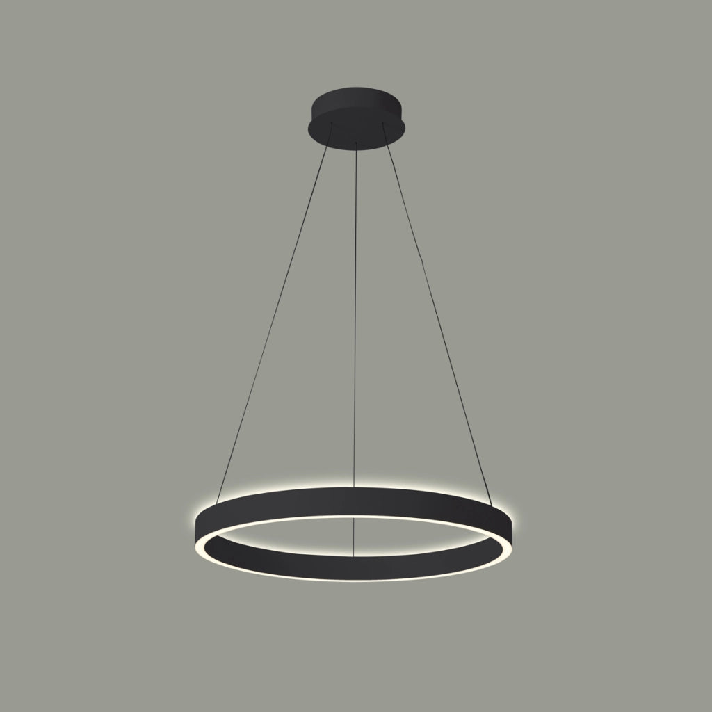 Lampada a sospensione anello LED 60W nera dimmer Italux