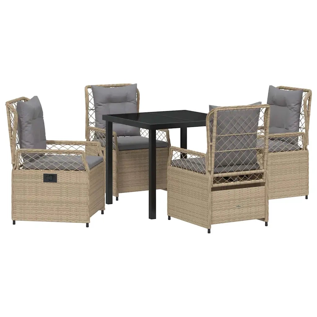 Set da Pranzo per Giardino 5 pcs Beige e Grigio Chiaro