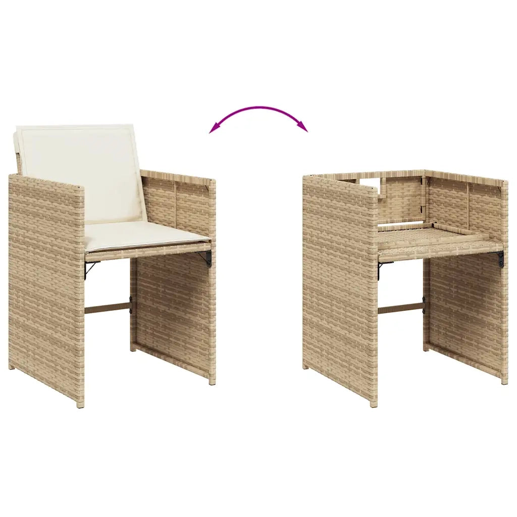 Set da Pranzo da Giardino 13 pz con Cuscini Beige in Polyrattan 3211132