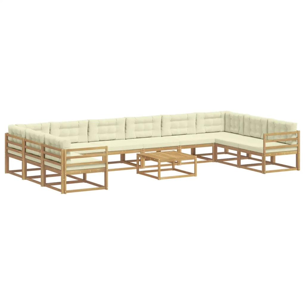 Set di divani da esterno con cuscino 11 pcs Bianco e Crema 3387124