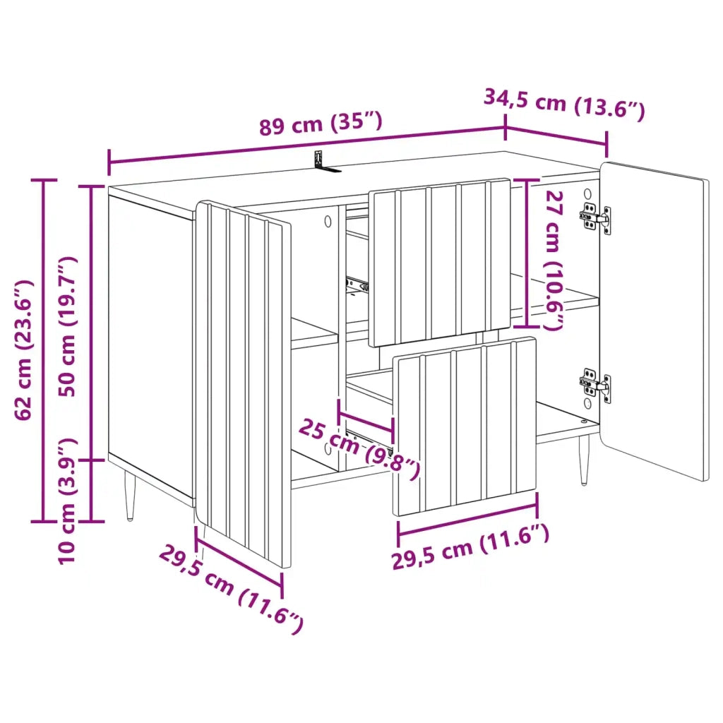 Credenza | Madia | Buffet da pranzo | Armadio da pranzo con cassetto Rovere Artigianale 89 x 34,5 x 62 cm