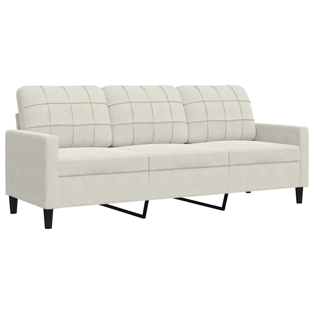 Set di Divani 2 pz con Cuscini Crema in Velluto